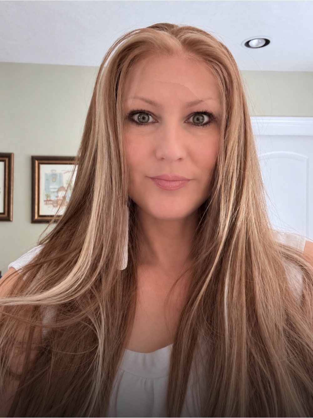 26” Dimensional ash brown w/highlights wig – Generous 13x6 Hand-Tied Lace Top –